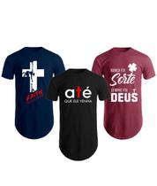 Kit Com 3 Camisetas Camisas Blusas Masculinas Long Line