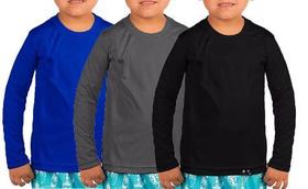 Kit com 3 Camisetas Infantil com Proteção Solar FPS 50+ Manga Longa Kit com 3 Camisetas Infantil com Proteção Solar FPS 50+ Manga Longa