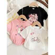 Kit com 3 Camisetas Infantis Estampa Bobbe Goods Conjunto Padrão Fofo Três Peças Lindas Escola Kit com 3 Camisetas Infantis Estampa Bobbe Goods Conjunto Padrão Fofo Três Peças Lindas Escola