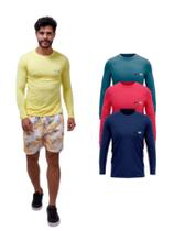 Kit Com 3 Camisetas Lisa Manga Longa Com Proteção UV