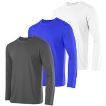 Kit com 3 Camisetas Manga Longa Básicas T-Shirt Tecido Confort
