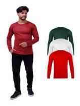 Kit Com 3 Camisetas Manga Longa Malha Fria