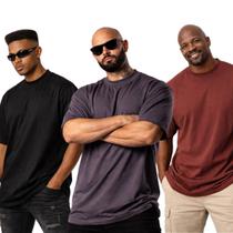 Kit com 3 Camisetas Oversized Masculina Lisa Pronta Entrega