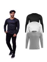 Kit Com 3 Camisetas Poliéster Manga Longa Colors