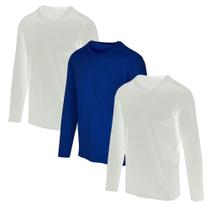 Kit com 3 Camisetas Proteção Solar UV +50 Masculina Slim Fitness