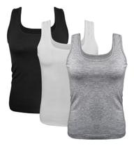 Kit Com 3 Camisetas Regatas Feminina Viscolycra