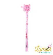 Kit com 3 Caneta Esferográfica Gato Gatinho Cores:Rosa