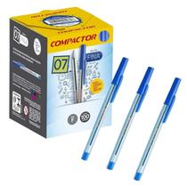 Kit com 3 Canetas Azul Esferográficas Compactor Ponta Fina