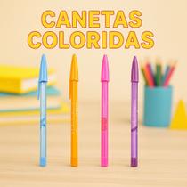 Kit com 3 Canetas Compactor JetLux Sortidas Cores Vivas e Escrita Suave