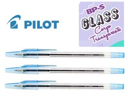 Kit Com 3 Canetas Esferográficas Pilot BP-S Glass AZUL