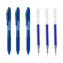 Kit com 3 canetas Pentel Energel 0.7 com 3 refis