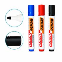 Kit com 3 Canetões Marcadores para Lousa e Quadro Branco com Ponta Redonda para Aulas Kit com 3 Canetões Marcadores para Lousa e Quadro Branco com Ponta Redonda para Aulas