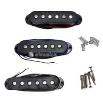 Kit com 3 Captadores Single Coil Ceramico para Guitarra Hook - Modelo 1734 (Cor: Preto) Kit com 3 Captadores Single Coil Ceramico para Guitarra Hook - Modelo 1734 (Cor: Preto)