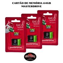 Kit com 3 Cartão de memória SD Original Master Drive 64GB Com Adaptador celular, Camera 4K Kit com 3 Cartão de memória SD Original Master Drive 64GB Com Adaptador celular, Camera 4K