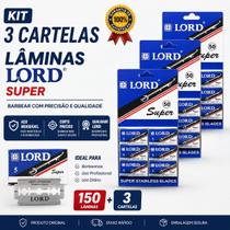 Kit com 3 Cartelas de Lâminas Lord Super Total de 150 Lâminas Kit com 3 Cartelas de Lâminas Lord Super Total de 150 Lâminas
