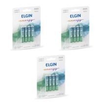 Kit com 3 cartelas de pilhas aaa alcalina c/4 82155 - ELGIN