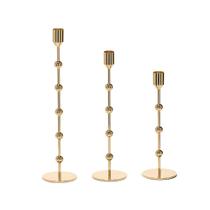 Kit Com 3 Castiçais Em Metal Dourado Reto Com Esferas - Mart Kit Com 3 Castiçais Em Metal Dourado Reto Com Esferas - Mart