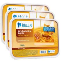 Kit com 3 Ceras Depilatória Quente Própolis e Mel 800g - Depil Bella