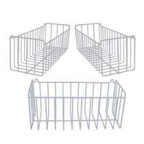 Kit Com 3 Cestos Aramado De Parede Lavanderia Cozinha N3 Branco