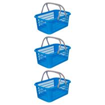 Kit Com 3 Cestos Organizadores Decorativo Cestinha Supermercado 9 Litros Alça Multiuso