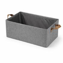 Kit com 3 Cestos Organizadores Dobráveis 47cm com Alça Caixa Organizadora Multiuso para Roupas, Cl