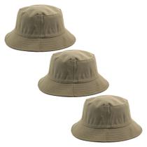 Kit Com 3 Chapéu Bucket Hat Liso Caqui Masculino E Feminino