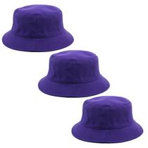 Kit Com 3 Chapéu Bucket Hat Liso Roxo Masculino E Feminino