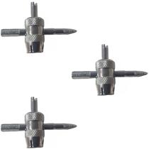 Kit Com 3 Chave Ventil Saca Válvula Extrator Pneu Ômega 4X1