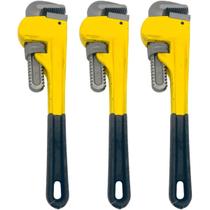 Kit Com 3 Chaves Grifo Ferramenta 14 Polegadas Para Tubo Pesado Heavy Duty Industrial Cabo Isolado