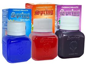 Kit Com 3 Cheirinho Para Autos Carro Spring Uva Morango Tutti Frutti Odorizante