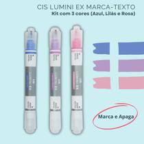 Kit com 3 CIS Lumini EX Marca-Texto (Rosa, Azul e Lilás)