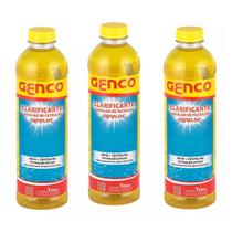 Kit com 3 Clarificante Floculante E Auxiliar De Filtração Genco 1l Genfloc