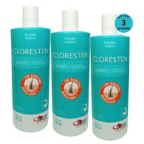 Kit Com 3 Cloresten Agener Dermatite Coceira Alergia Cães Shampoo 500ml Resolve