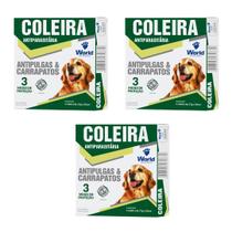 Kit Com 3 Coleira Caes Antipulgas E Carrapatos Dugs 56cm World