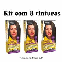 Kit com 3 Coloração suave Light Color 5.0 Castanho Claro Salon Line