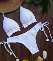 Kit Com 3 Conj. Biquíni Cortininha C/ Calcinha Fio Duplo Kit Com 3 Conj. Biquíni Cortininha C/ Calcinha Fio Duplo