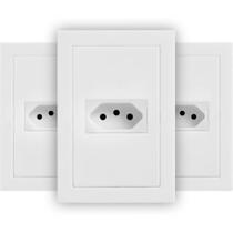 Kit Com 3 Conjuntos De Tomada 2p+t 10a 4x2 Branco Fosco - Ek-30000-105 - Ekron