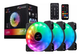 Kit Com 3 Coolers Gamer De Resfriamento ARGB 120MM Controladora + Controle Remoto Ventoinha PC Gamer