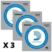 KIT COM 3 - Corda Avulsa Violão e Guitarra 2ª Aço 014 D'addario PL014 (Plain Steel) KIT COM 3 - Corda Avulsa Violão e Guitarra 2ª Aço 014 D'addario PL014 (Plain Steel)