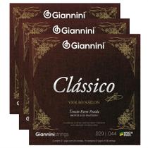 Kit Com 3 Cordas Giannini Clássico Violão Nylon Extra Pesada Kit Com 3 Cordas Giannini Clássico Violão Nylon Extra Pesada