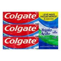 KIT COM 3 - Creme Dental Colgate Tripla Ação Menta Original 180g