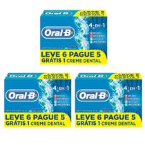 Kit com 3 Creme Dental Oral-B 4 em 1 - 6 un de 70g por pacote