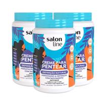 Kit com 3 Cremes Para Pentear Definição Natural 1kg Salon Line