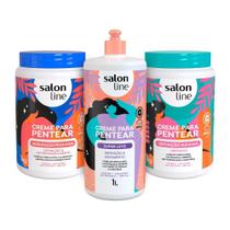 Kit com 3 Cremes para Pentear: Hidratação Profunda, Super Leve e Definição Máxima Salon Line