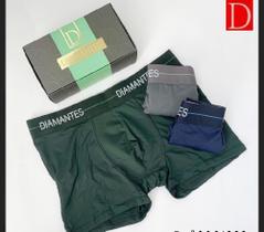 Kit com 3 cuecas box em cores variadas Diamantes