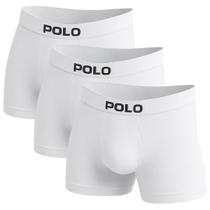 Kit com 3 Cuecas Box Polo Star Branca Microfibra Masculina