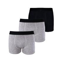 Kit com 3 Cuecas Boxer Box Try Basics Algodão Cotton Lisa Básica Casual Moda Masculina