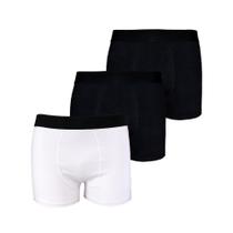 Kit com 3 Cuecas Boxer Box Try Basics Algodão Cotton Lisa Básica Casual Moda Masculina