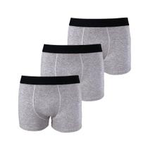 Kit com 3 Cuecas Boxer Box Try Basics Algodão Cotton Lisa Básica Casual Moda Masculina