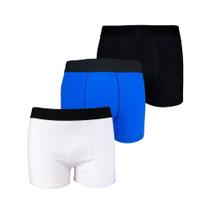 Kit com 3 Cuecas Boxer Box Try Basics Algodão Cotton Lisa Básica Casual Moda Masculina